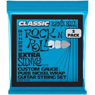 ERNIE BALL 3255 - ����� �� 3� ���������� ��� ������� ������ Extra Slinky Classic RnR Pure (8-38)